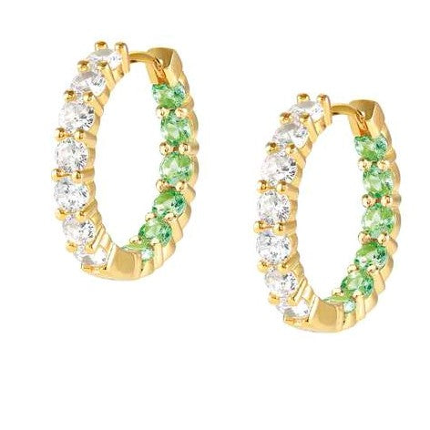 CHIC & CHARM JOYFUL ed. earrings in 925 silver and cz (BICOLOR) GREEN Fin. Yellow gold