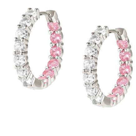 CHIC & CHARM JOYFUL ed. earrings in 925 silver and cz (BICOLOR) PINK Fin. Silver
