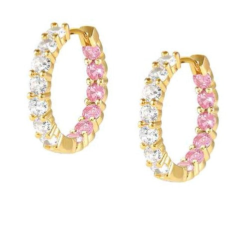 CHIC & CHARM JOYFUL ed. earrings in 925 silver and cz (BICOLOR) PINK Fin. Yellow gold