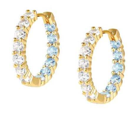 CHIC & CHARM JOYFUL ed. earrings in 925 silver and cz (BICOLOR) LIGHT BLUE Fin. Yellow gold
