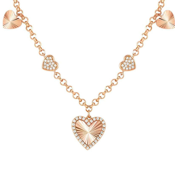 TRUEJOY necklace in 925 silver and cubic zirconia (RICH) Rose Gold Heart