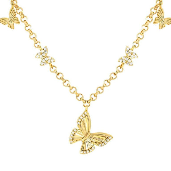 TRUEJOY necklace in 925 silver and cubic zirconia (RICH) Yellow Gold Butterfly