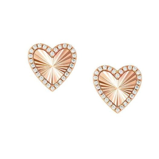 TRUEJOY earrings in 925 silver CZ Rose Gold Heart