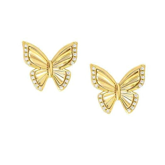 TRUEJOY earrings in 925 silver CZ  Yellow Gold Butterfly