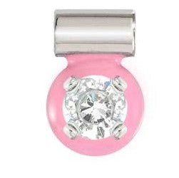 SEIMIA ed. CANDY SYMBOLS in 925 silver enamel and 1 cz WHITE and fuchsia enamel