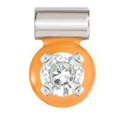 SEIMIA ed. CANDY SYMBOLS in 925 silver enamel and 1 cz WHITE and orange enamel
