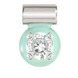 SEIMIA ed. CANDY SYMBOLS in 925 silver enamel and 1 cz WHITE and turquoise enamel
