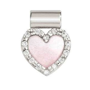 SEIMIA ed. CANDY SYMBOLS in 925 silver, stone and cz PINK MOTHER OF PEARL heart