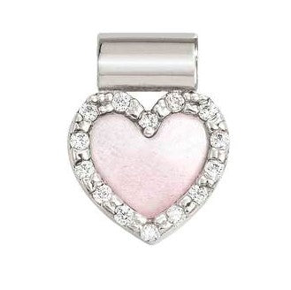 SEIMIA ed. CANDY SYMBOLS in 925 silver, stone and cz PINK MOTHER OF PEARL heart