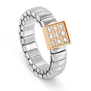 XTE XSMALL ring ed. LIFE , steel, CZ.  Rose Gold Square