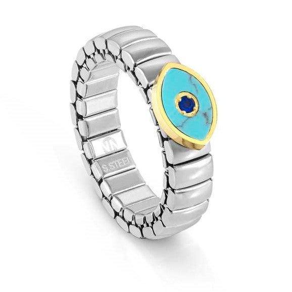 XTE XSMALL ring ed. LIFE, steel, stone,CZ, Turquoise eye
