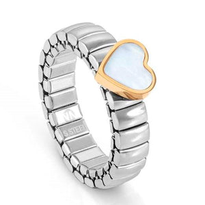 XTE XSMALL ring ed. LIFE , steel, stone Heart ROSE GOLD fin. Mother of Pearl