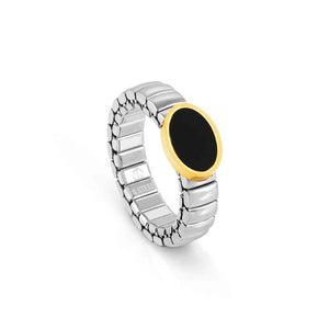 XTE XSMALL ring ed. LIFE steel, stone Oval YELLOW GOLD fin. Black agate