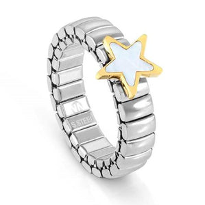 XTE XSMALL ring ed. LIFE ,steel,  stone Star YELLOW GOLD fin. Mother of pearl