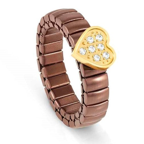 XTE XSMALL ring ed. LIFE in steel and cz fin. CHOCOLATE Heart