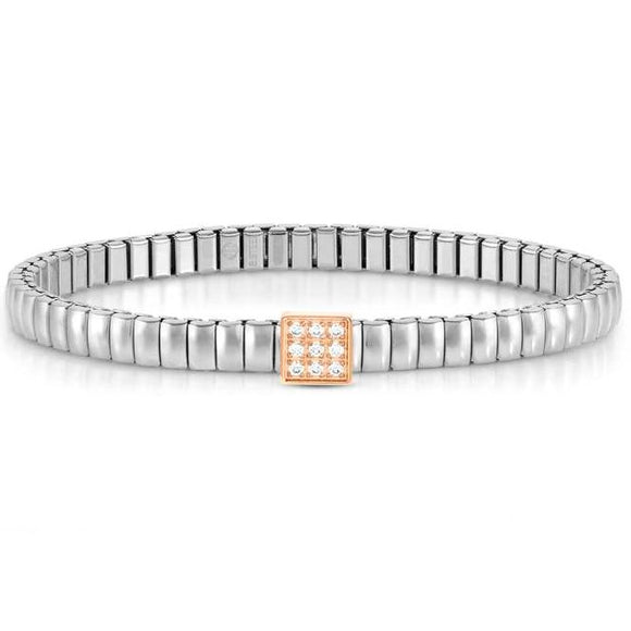 XTE XSMALL bracelet ed. LIFE in steel and cubic zirconia Rose Gold Square
