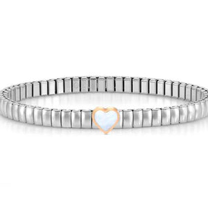 XTE XSMALL bracelet ed. LIFE in steel and stone Heart ROSE GOLD fin. Mother of pearl