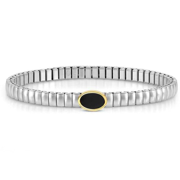 XTE XSMALL bracelet ed. LIFE, steel, stone Oval YELLOW GOLD fin. Black agate