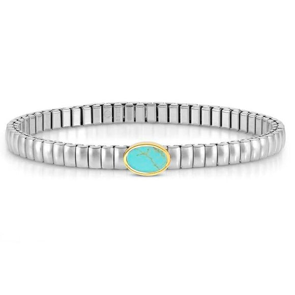 XTE XSMALL bracelet ed. LIFE , steel, stone Oval YELLOW GOLD fin. Turquoise