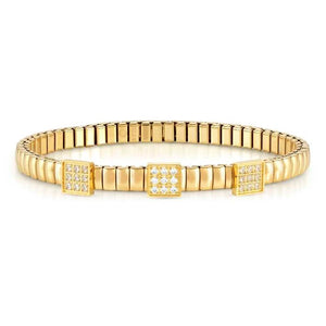 XTE XSMALL bracelet ed. LIFE in steel and cz fin. YELLOW GOLD (RICH) Square