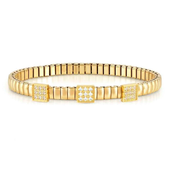 XTE XSMALL bracelet ed. LIFE in steel and cz fin. YELLOW GOLD (RICH) Square