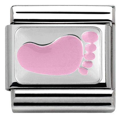330281/10 Classic enamel & silver Ciao Lapo Baby footprint PINK