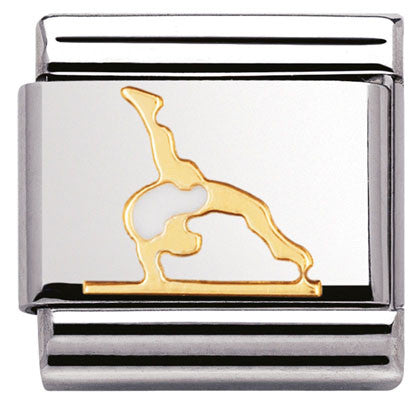 030203/37 Classic Sport,S/Steel, enamel,bonded yellow gold Gymnast