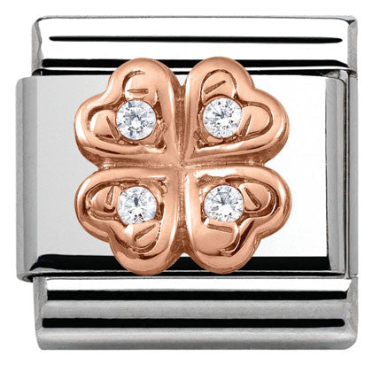 430302/04 Classic S/steel,Rose Gold,CZ  Four-Leaf Clover