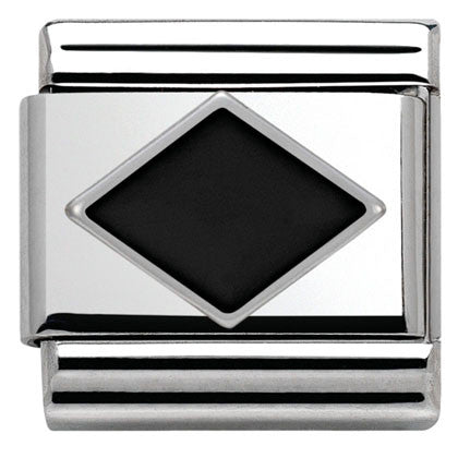 330202/10 Classic S/Steel,enamel,silver 925 Black Rhombus
