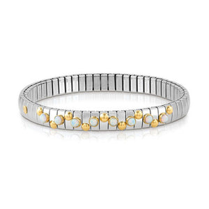 EXTENSION bracelet in stainless steel with 18K gold and small stones (022_WHITE OPAL)