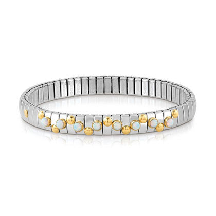 EXTENSION bracelet in stainless steel with 18K gold and small stones (022_WHITE OPAL)