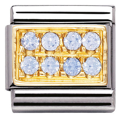 030314/05 Classic PAVE,S/steel,Bonded Yellow Gold,CZ,Light Blue