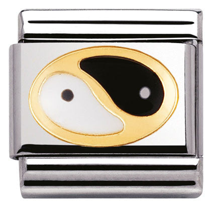 030208/23 Classic S/steel,enamel, bonded yellow gold Ying Yang