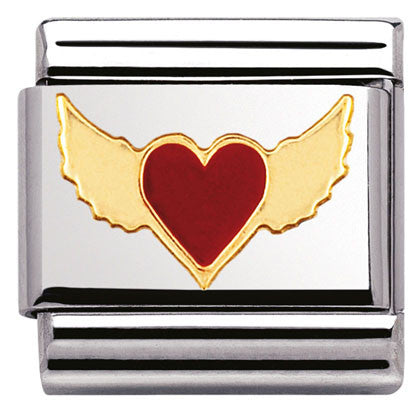 030207/45 Classic Love.S/steel,enamel,bonded yellow gold  heart with wings