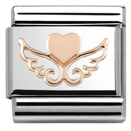 430104/01 Classic,S/steel,Bonded Rose Gold Heart With Wings