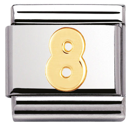 030102/08 Classic NUMBER 8, S/Steel,Bonded Yellow Gold