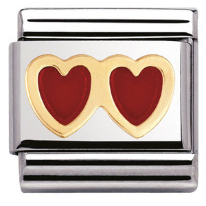 030207/02 Classic Love.S/steel,enamel,bonded yellow gold red Hearts