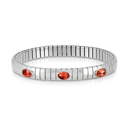 XTE stainless steel? sterling silver and 3 FACETED stones bracelet (005_RED)