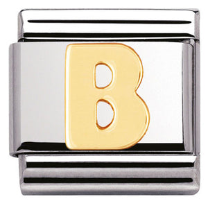 030101/02 Classic LETTER,S/Steel,Bonded Yellow Gold Letter  B