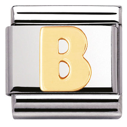 030101/02 Classic LETTER,S/Steel,Bonded Yellow Gold Letter  B