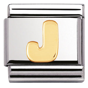 030101/10 Classic LETTER J Steel,Bonded Yellow Gold