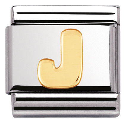 030101/10 Classic LETTER J Steel,Bonded Yellow Gold