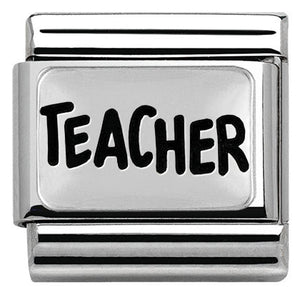 330102/39 Classic PLATES OXIDIZED steel  silver 925 TEACHER