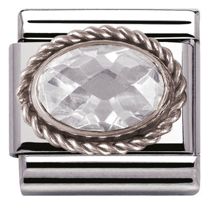330604/010 Classic FACETED CZ White,S/steel,silver setting