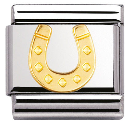 030115/11 Classic,S/steel,bonded yellow gold horseshoe