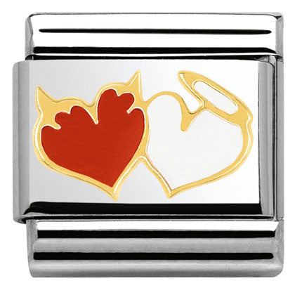 030253/27 Classic S/steel,enamel, bonded yellow gold Heart angels and devils