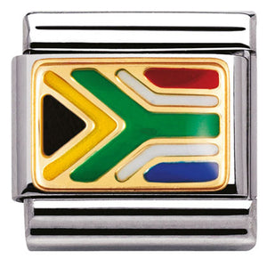 030237/03 Classic Flag ,S/steel, enamel, bonded yellow gold SOUTH AFRICA