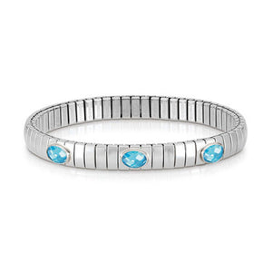 XTE stainless steel? sterling silver and 3 FACETED stones bracelet 006 LIGHT BLUE