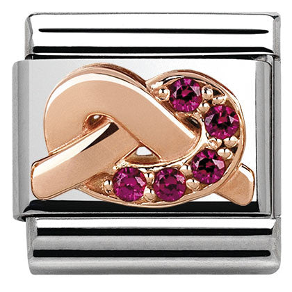 430302/09 Classic,S/steel,  Rose Gold,CZ knot RED Love bond