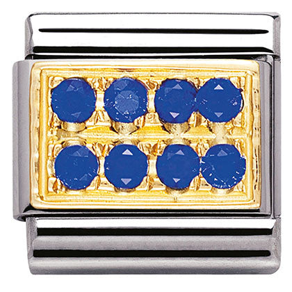 030314/04 Classic PAVE,S/steel,Bonded Yellow Gold,CZ,BLUE